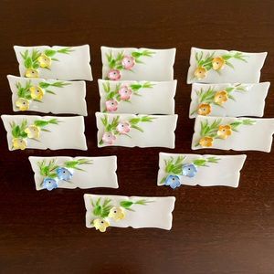 Vintage Porcelain Floral Place Cards set 12